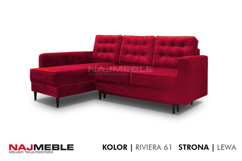 czerwony narożnik sofa